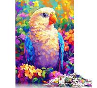 Jigsaw Puzzles for Adults 500 Piece Colorful Parrot in Flowers Jigsaw Puzzles for Adults for Educational Games Home Decor 500pcs (52x38cm)