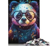 Jigsaw Puzzles for Adults 500 Piece Cosmic Panda with Glasses Jigsaw Puzzles for Adults for Educational Games Home Decor 500pcs (52x38cm)