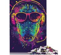 Jigsaw Puzzles for Adults 500 Piece Crocodile with Sunglasses Jigsaw Puzzles for Adults 500 Pieces Challenging Game Puzzles 500pcs (52x38cm)