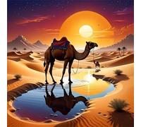 Jigsaw Puzzles For Adults 500 piece,Desert Camel Lake jigsaw puzzle 45x45 cm Challenging puzzles,DIY Puzzle for Home Decoration Family Perfect Game