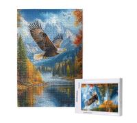Jigsaw Puzzles for Adults 500 Piece Eagle Jigsaw Puzzles for Adults with Gift Box 52x38 cm, Wooden Puzzle Lake Challenging Puzzle Games Home Decoration, for The Whole Family,p1467t
