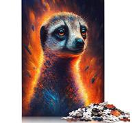 Jigsaw Puzzles for Adults 500 Piece Fire Animal Meerkat Jigsaw Puzzles for Adults for Educational Games Home Decor 500pcs (52x38cm)