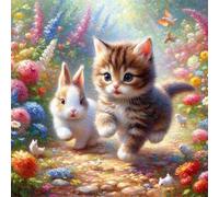 Jigsaw Puzzles for Adults 500 Piece Fluffy Cat Rabbit 45x45cm, Creative puzzles for adults 500 Piece Funny and Artistic Christmas Birthday Gifts for Boys Girls