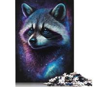 Jigsaw Puzzles For Adults 500 Piece Galaxy Animal Raccoon Wooden Puzzles Difficult Puzzles Educational Toy Gift Puzzle Games 500pcs (52x38cm)