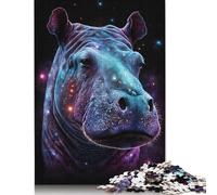Jigsaw Puzzles For Adults 500 Piece Galaxy Space Hippo Wooden Puzzles Difficult Puzzles Educational Toy Gift Puzzle Games 500pcs (52x38cm)
