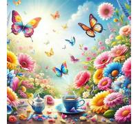 Jigsaw Puzzles For Adults 500 piece,Garden Butterfly Coffee jigsaw puzzle 45x45 cm Challenging puzzles,DIY Puzzle for Home Decoration Family Perfect Game