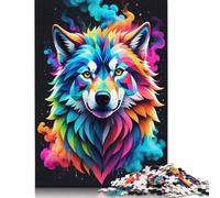 Jigsaw Puzzles for Adults 500 Piece Geometric Color Wolf Puzzles for Adults Woodenboard Puzzles Funny Gift 500pcs (52x38cm)