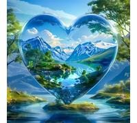 Jigsaw Puzzles For Adults 500 piece,Heart Snow Mountain Scenery jigsaw puzzle 45x45 cm Challenging puzzles,DIY Puzzle for Home Decoration Family Perfect Game