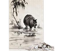 Jigsaw Puzzles For Adults 500 Piece Hippopotamus Illustration Puzzle Jigsaw For Adults Challenging Game 500pcs (52x38cm)