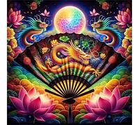 Jigsaw Puzzles for Adults 500 Piece jigsaw puzzles for Adult Educational Game Challenge Toy 500 Pieces Puzzle Challenging Games for The Whole for adults,Fan Dragon Lotus puzzle Gifts