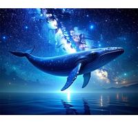 Jigsaw Puzzles for Adults 500 Piece jigsaw puzzles for Adult Educational Game Challenge Toy 500 Pieces Puzzle Challenging Games for The Whole for adults,Blue Starry Sky Sea Whale puzzle Gifts