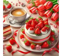 Jigsaw Puzzles for Adults 500 Piece jigsaw puzzles for Adult Educational Game Challenge Toy 500 Pieces Puzzle Challenging Games for The Whole for adults,Coffee Strawberry Cake puzzle Gifts