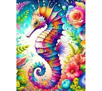 Jigsaw Puzzles for Adults 500 Piece jigsaw puzzles for Adult Educational Game Challenge Toy 500 Pieces Puzzle Challenging Games for The Whole for adults,Colorful Seahorse Flowers puzzle Gifts