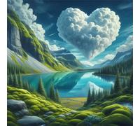 Jigsaw Puzzles for Adults 500 Piece jigsaw puzzles for Adult Educational Game Challenge Toy 500 Pieces Puzzle Challenging Games for The Whole for adults,Heart Cloud Lake puzzle Gifts