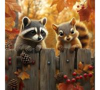 Jigsaw Puzzles for Adults 500 Piece jigsaw puzzles for Adult Educational Game Challenge Toy 500 Pieces Puzzle Challenging Games for The Whole for adults,Autumn Fence Raccoons Squirrels puzzle Gifts