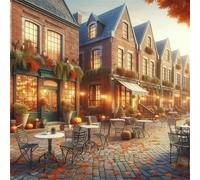 Jigsaw Puzzles for Adults 500 Piece jigsaw puzzles for Adult Educational Game Challenge Toy 500 Pieces Puzzle Challenging Games for The Whole for adults,Autumn Street Coffee Shop puzzle Gifts