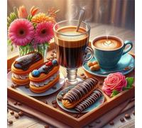 Jigsaw Puzzles for Adults 500 Piece jigsaw puzzles for Adult Educational Game Challenge Toy 500 Pieces Puzzle Challenging Games for The Whole for adults,Coffee Bread Flowers puzzle Gifts