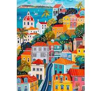Jigsaw Puzzles for Adults 500 Piece jigsaw puzzles for Adult Educational Game Challenge Toy 500 Pieces Puzzle Challenging Games for The Whole for adults,Cartoon Colored Houses puzzle Gifts