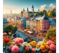 Jigsaw Puzzles for Adults 500 Piece jigsaw puzzles for Adult Educational Game Challenge Toy 500 Pieces Puzzle Challenging Games for The Whole for adults,City Street Flowers puzzle Gifts