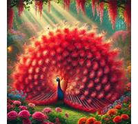 Jigsaw Puzzles For Adults 500 piece,Jungle Red Peacock jigsaw puzzle 45x45 cm Challenging puzzles,DIY Puzzle for Home Decoration Family Perfect Game