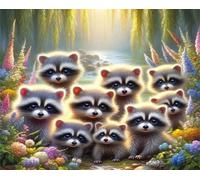 Jigsaw Puzzles for Adults 500 piece,Landscape Flowers Raccoons puzzles for adults,Classic Educational Games DIY Handwork Puzzle for Home Decor Gift
