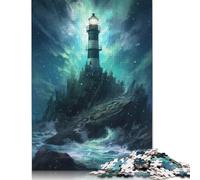 Jigsaw Puzzles For Adults 500 Piece Lighthouse on A Rocky Shore Wooden Puzzles Difficult Puzzles Educational Toy Gift Puzzle Games 500pcs (52x38cm)