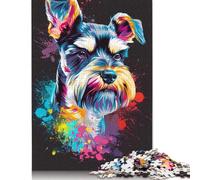 Jigsaw Puzzles for Adults 500 Piece Miniature Schnauzer DJ Neon Jigsaw Puzzle Educational Game Challenge Toy Puzzles for Adults 500pcs (52x38cm)