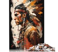 Jigsaw Puzzles For Adults 500 Piece Native American Warior Puzzle Jigsaw For Adults Challenging Game 500pcs (52x38cm)