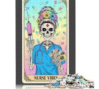 Jigsaw Puzzles for Adults 500 Piece Nurse Vibes Skeleton Tarot Card Puzzles for Adults Woodenboard Puzzles Funny Gift 500pcs (52x38cm)