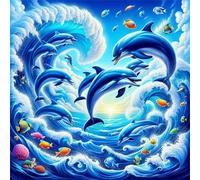 Jigsaw Puzzles For Adults 500 piece,Ocean Dolphin Animals jigsaw puzzle 45x45 cm Challenging puzzles,DIY Puzzle for Home Decoration Family Perfect Game