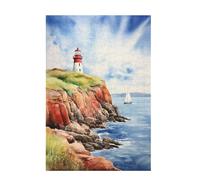 Jigsaw Puzzles for Adults 500 Piece Ocean Large Puzzle Lighthouse, Difficult Challenging Family Games for The Whole for Women, Wooden Jigsaws with Gift Box Packaging, Gifts for Women 52x38cm D-1618