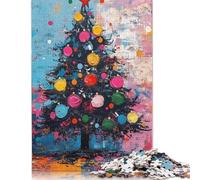 Jigsaw Puzzles For Adults 500 Piece Oil Painting Christmas Tree Puzzle Jigsaw For Adults Challenging Game 500pcs (52x38cm)