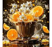 Jigsaw Puzzles For Adults 500 piece,Orange Coffee jigsaw puzzle 45x45 cm Challenging puzzles,DIY Puzzle for Home Decoration Family Perfect Game