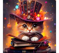 Jigsaw Puzzles for Adults 500 Piece Orange Magic Cat 45x45cm, Creative puzzles for adults 500 Piece Funny and Artistic Christmas Birthday Gifts for Boys Girls