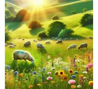 Jigsaw Puzzles For Adults 500 piece,Pastures Grassland Sheep jigsaw puzzle 45x45 cm Challenging puzzles,DIY Puzzle for Home Decoration Family Perfect Game