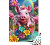Jigsaw Puzzles for Adults 500 Piece Pink Piggy Jigsaw Puzzles for Adults for Educational Games Home Decor 500pcs (52x38cm)