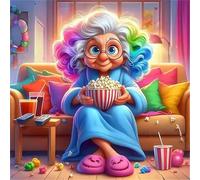 Jigsaw Puzzles for Adults 500 Piece Popcorn Bathrobe Lady 45x45cm, Creative puzzles for adults 500 Piece Funny and Artistic Christmas Birthday Gifts for Boys Girls