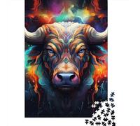 Jigsaw Puzzles for Adults 500 Piece Psychedelic Buffalo Puzzles for Adults Woodenboard Puzzles Funny Gift 500pcs (52x38cm)