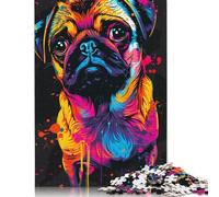 Jigsaw Puzzles for Adults 500 Piece Pug Dog Art Jigsaw Puzzle Educational Game Challenge Toy Puzzles for Adults 500pcs (52x38cm)