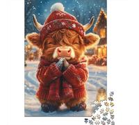 Jigsaw Puzzles for Adults 500 Piece Puzzle for Teenager Christmas Cow Jigsaw Puzzle Wooden Jigsaw Gift Suitable Family Friends Puzzles 500pcs (52x38cm)