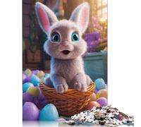 Jigsaw Puzzles for Adults 500 Piece Puzzle for Teenager Easter Cute Bunny Jigsaw Puzzle Wooden Jigsaw Gift Suitable Family Friends Puzzles 500pcs (52x38cm)