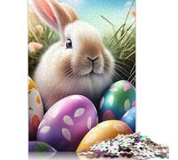 Jigsaw Puzzles for Adults 500 Piece Puzzle for Teenager Easter Cute Bunny Jigsaw Puzzle Wooden Jigsaw Gift Suitable Family Friends Puzzles 500pcs (52x38cm)