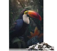 Jigsaw Puzzles for Adults 500 Piece Puzzle for Teenager Magical Toucan in Jungle Jigsaw Puzzle Wooden Jigsaw Gift Suitable Family Friends Puzzles 500pcs (52x38cm)