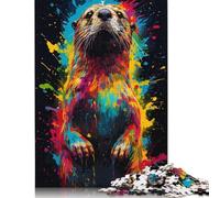 Jigsaw Puzzles for Adults 500 Piece Puzzle for Teenager Otter Painting Poster Jigsaw Puzzle Wooden Jigsaw Gift Suitable Family Friends Puzzles 500pcs (52x38cm)