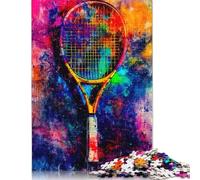 Jigsaw Puzzles for Adults 500 Piece Puzzle for Teenager Tennis Racket Abstract Art Jigsaw Puzzle Wooden Jigsaw Gift Suitable Family Friends Puzzles 500pcs (52x38cm)
