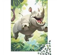 Jigsaw Puzzles for Adults 500 Piece Rhinoceros Puzzle for Adults Cardboard Puzzles Challenging Game 500pcs (52x38cm)
