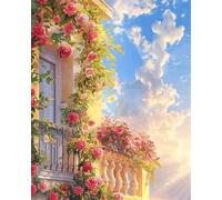 Jigsaw Puzzles for Adults 500 Piece Rose Outdoor Balcony, Jigsaws 500 pieces for adults Family Activity, Challenging puzzles Games, Colourful, Beautiful Decoration Puzzle