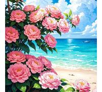 Jigsaw Puzzles for Adults 500 Piece Sea Pink Flowers 45x45cm, Creative puzzles for adults 500 Piece Funny and Artistic Christmas Birthday Gifts for Boys Girls