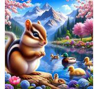 Jigsaw Puzzles For Adults 500 piece,Squirrel Ducks Landscape jigsaw puzzle 45x45 cm Challenging puzzles,DIY Puzzle for Home Decoration Family Perfect Game