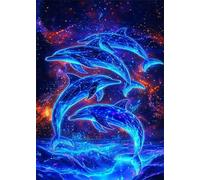 Jigsaw Puzzles for Adults 500 piece,Starlit Sky Dolphin Scenery puzzles for adults,Classic Educational Games DIY Handwork Puzzle for Home Decor Gift